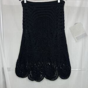 Vivienne Tam crochet midi skirt size 2 100% merino wool boho gothic artsy